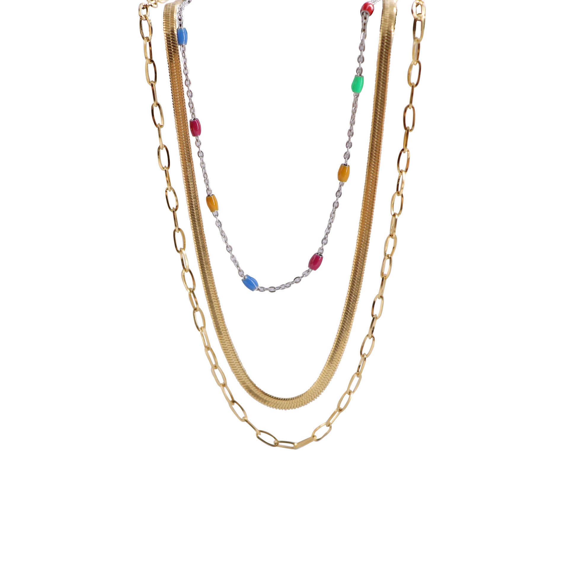 Collares de múltiples capas de elementos de color de acero de acero titanio al por mayor